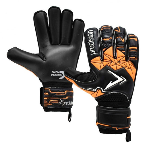 Front - Precision Childrens/Kids Fusion X Roll Finger Protect Goalkeeper Gloves