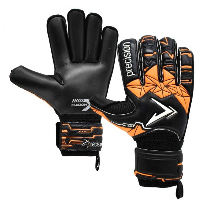 Front - Precision Childrens/Kids Fusion X Roll Finger Protect Goalkeeper Gloves