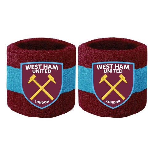 Front - West Ham United FC Cotton Elasticated Wristband (Pack of 2)