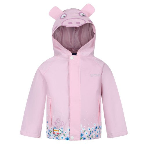 Front - Regatta Childrens/Kids Peppa Pig Hooded Waterproof Jacket