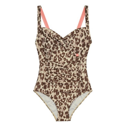 Front - Regatta Womens/Ladies Sakari Leopard Print Tummy Control One Piece Swimsuit