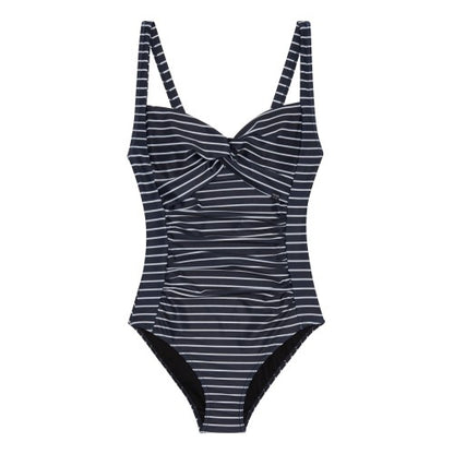 Front - Regatta Womens/Ladies Sakari Contrast Striped Tummy Control One Piece Swimsuit