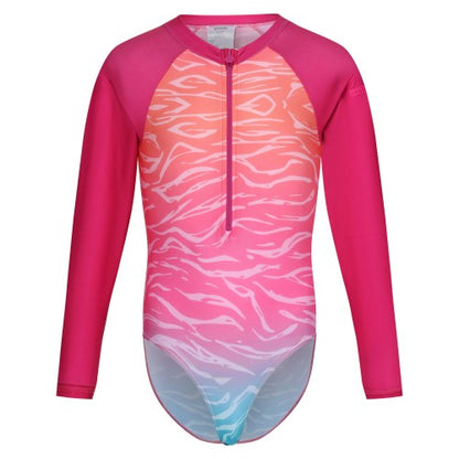 Front - Regatta Childrens/Kids Ombre Long-Sleeved One Piece Swimsuit