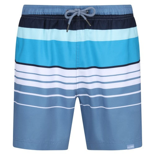 Front - Regatta Mens Loras Striped Swim Shorts