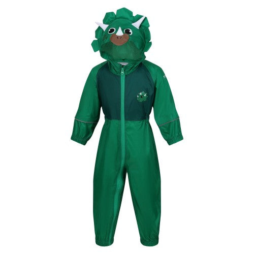 Front - Regatta Childrens/Kids Charco Stompy The Dinosaur Waterproof Puddle Suit