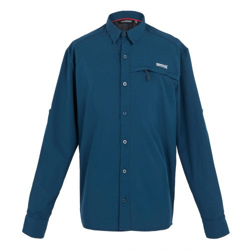 Front - Regatta Mens Plain Packaway Long-Sleeved Travel Shirt