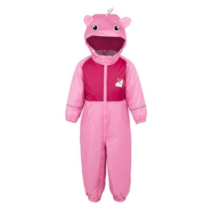 Front - Regatta Childrens/Kids Mudplay III Luna The Unicorn Waterproof Puddle Suit