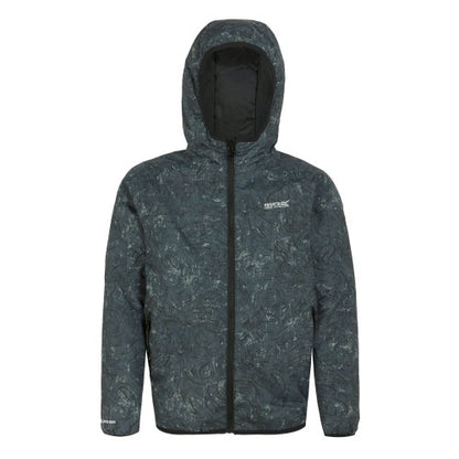 Front - Regatta Childrens/Kids Volcanics VIII Terrain Print Reflective Waterproof Jacket