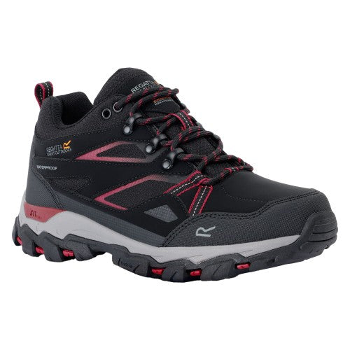 Olive Night-Dark Cherry - Front - Regatta Womens-Ladies Holcombe III Low Walking Shoes