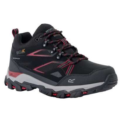 Olive Night-Dark Cherry - Front - Regatta Womens-Ladies Holcombe III Low Walking Shoes