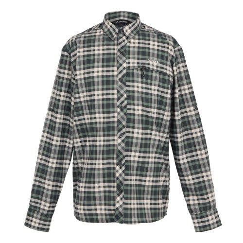 Front - Regatta Mens Checked Packaway Long-Sleeved Travel Shirt