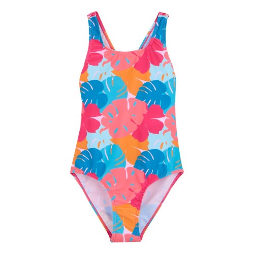 Front - Regatta Girls Katrisse Tropical Leaves One Piece Swimsuit