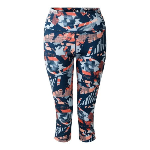 Front - Regatta Womens/Ladies Influential II Geometric 3/4 Length Leggings
