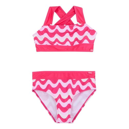 Front - Regatta Girls Dakaria III Wavy Striped Bikini Set