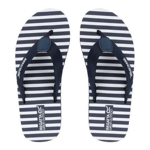 Front - Regatta Womens/Ladies Catarina Striped Flip Flops