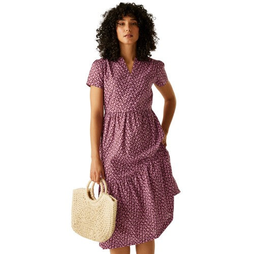 Front - Regatta Womens/Ladies Orla Kiely Jasmine Flower Tiered Midi Dress