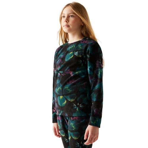 Front - Dare 2B Childrens/Kids Electric Floral Print Thermal Base Layer Set