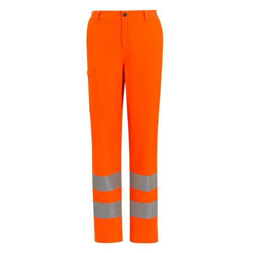 Front - Regatta Mens Stretch Hi-Vis Trousers