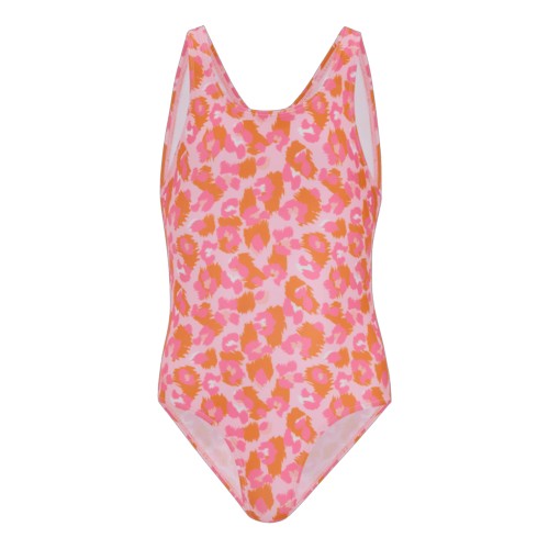 Front - Regatta Girls Katrisse Leopard One Piece Swimsuit