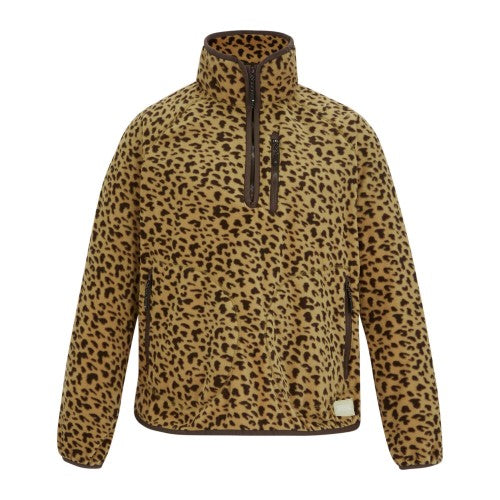 Front - Regatta Womens/Ladies Frankie Leopard Print Half Zip Fleece Top