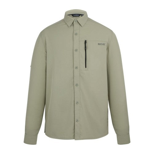 Front - Regatta Mens Light Insect Repellent Long-Sleeved Travel Shirt