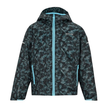 Front - Regatta Childrens/Kids Lever II Scratched Camo Waterproof Jacket