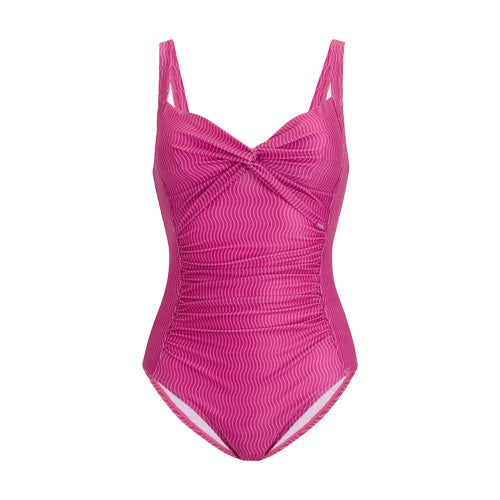 Front - Regatta Womens/Ladies Sakari Retro Wave Tummy Control One Piece Swimsuit