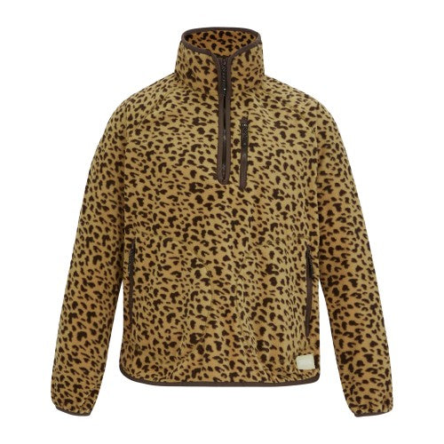 Front - Regatta Womens/Ladies Frankie Leopard Print Half Zip Fleece Jacket