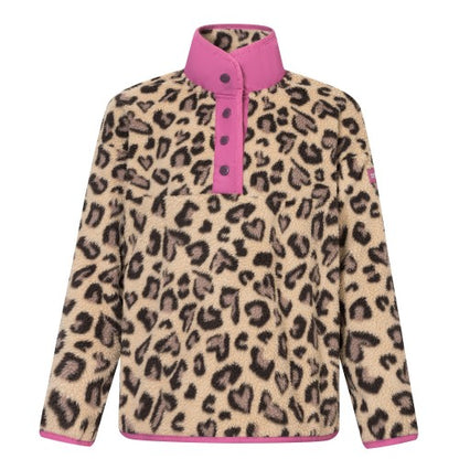 Front - Regatta Childrens/Kids Eva Leopard Print Buttoned Fleece Top