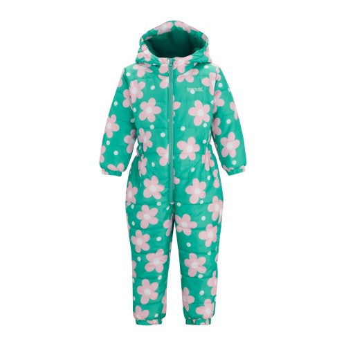 Front - Regatta Childrens/Kids Penrose Floral Quilted Puddle Suit