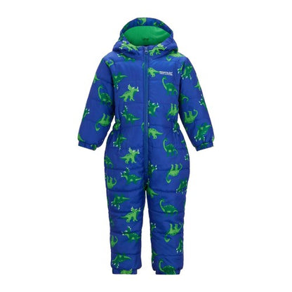 Front - Regatta Childrens/Kids Penrose Dinosaur Quilted Puddle Suit
