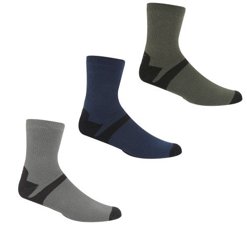 Glacier Green-Chestnut-Port - Front - Regatta Mens Lifestyle Ankle Socks (Pack Of 3)