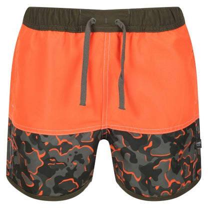 Front - Regatta Childrens/Kids Sergio Camo Swim Shorts