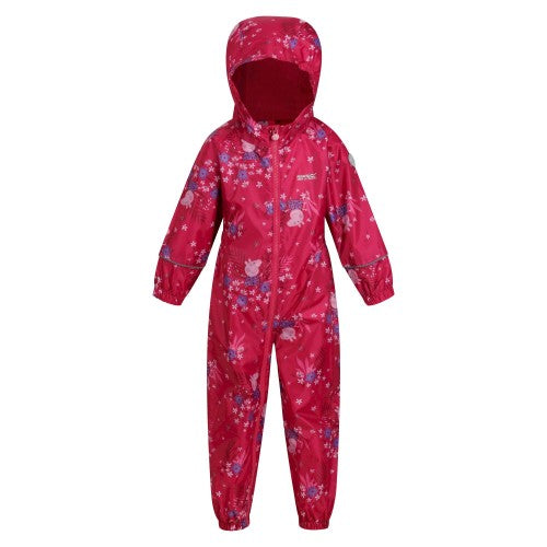 Front - Regatta Childrens/Kids Pobble Peppa Pig Floral Waterproof Puddle Suit