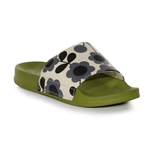 Navy-Cream - Front - Regatta Womens-Ladies Orla Kiely Floral Sliders