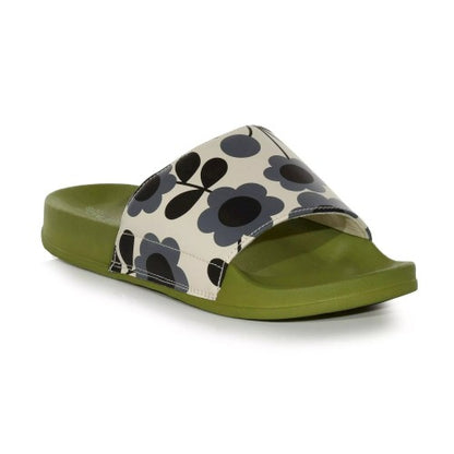Navy-Cream - Front - Regatta Womens-Ladies Orla Kiely Floral Sliders