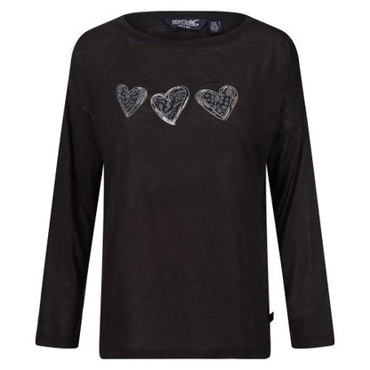 Front - Regatta Womens/Ladies Carlene Hearts Long-Sleeved T-Shirt