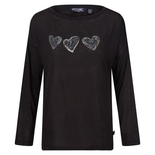 Front - Regatta Womens/Ladies Carlene Hearts Long-Sleeved T-Shirt