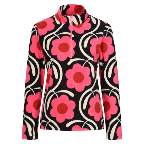Apple Blossom Pink - Front - Regatta Womens-Ladies Orla Kiely Apple Blossom Zip Neck Fleece Top