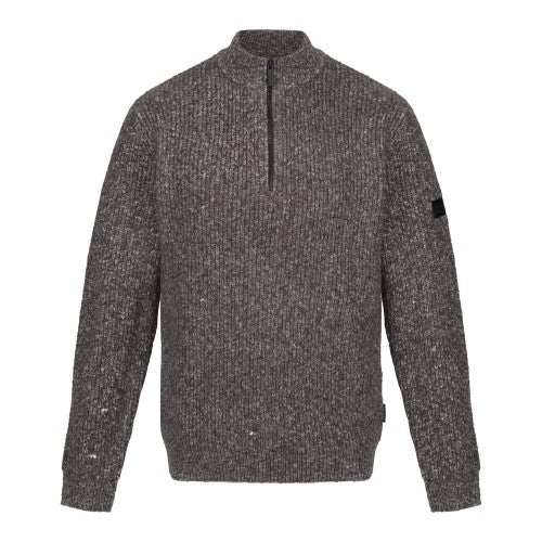 Front - Regatta Professional Mens Marl Knitted Zip Neck Sweatshirt