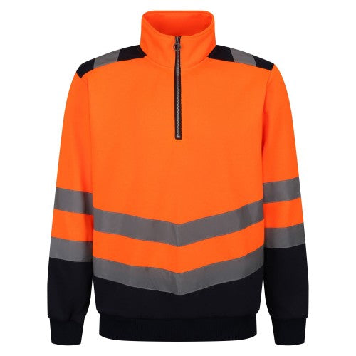 Front - Regatta Professional Mens Quarter Zip Hi-Vis Vest