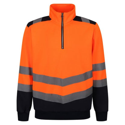 Front - Regatta Professional Mens Quarter Zip Hi-Vis Vest