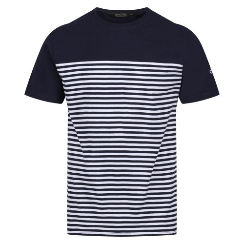 Front - Regatta Mens Shorebay Striped Coolweave T-Shirt