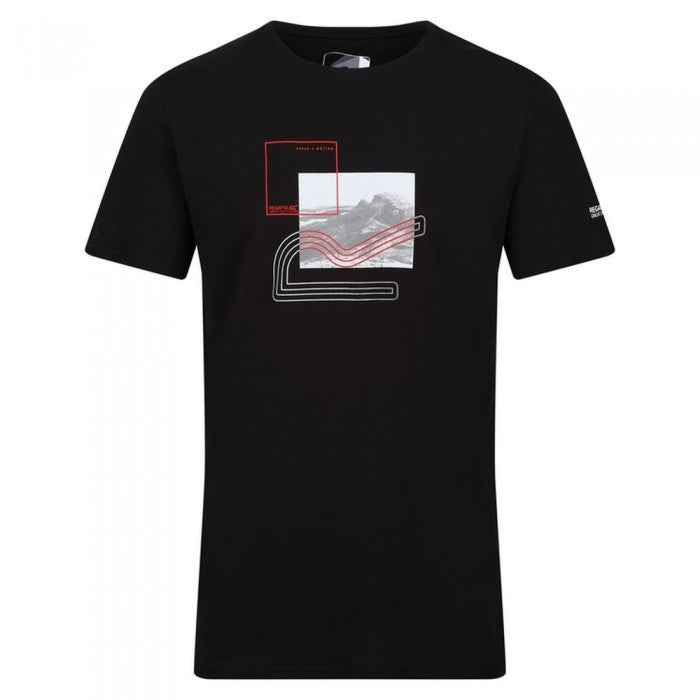 Front - Regatta Mens Breezed III Mountain Logo T-Shirt