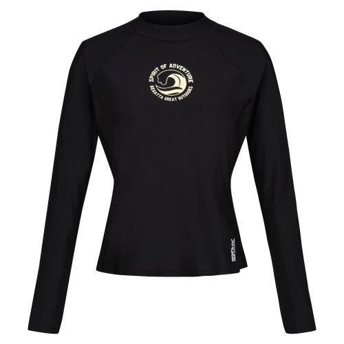 Front - Regatta Womens/Ladies Text Long-Sleeved Rash Top