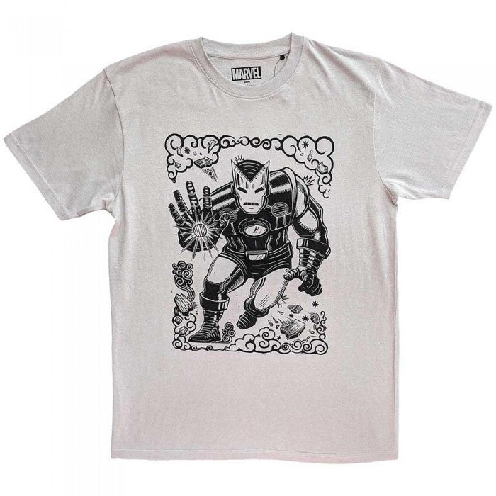 Front - Iron Man Unisex Adult Sketch T-Shirt