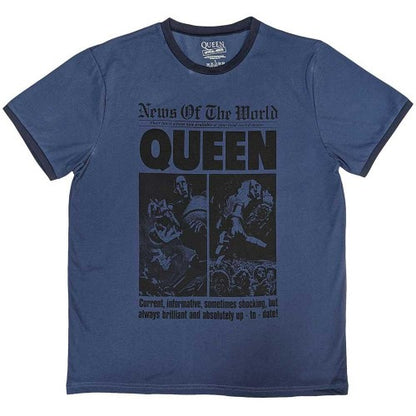 Front - Queen Unisex Adult News  Of The World 40th Front Page Ringer T-Shirt