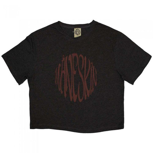 Front - Maneskin Womens/Ladies Ex-Tour Warped Logo Crop Top