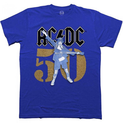 Front - AC/DC Unisex Adult Gold Fifty T-Shirt