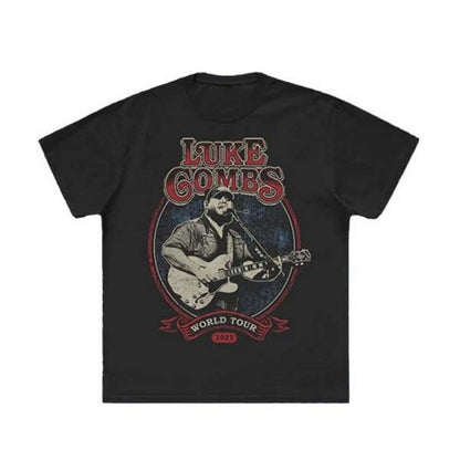 Front - Luke Combs Unisex Adult Tour ´23 Guitar Photo T-Shirt